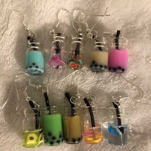 Boba milk tea earrings